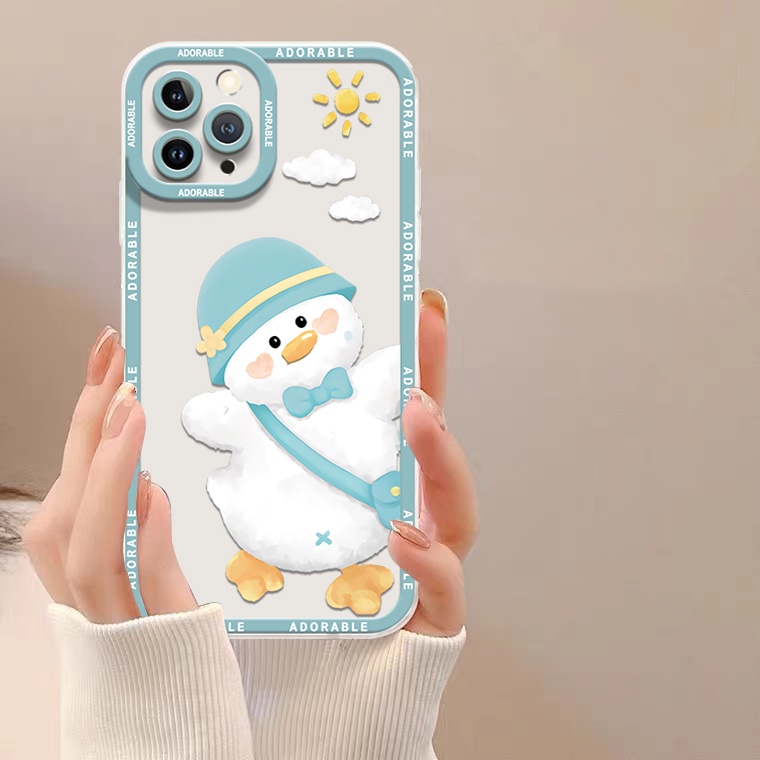 Ốp Điện Thoại Silicon Trong Suốt Họa Tiết Hoạt Hình Chú Vịt Cho IPhone 13 11 12 Pro Max Mini XS X XR 7 8 6 6S Plus