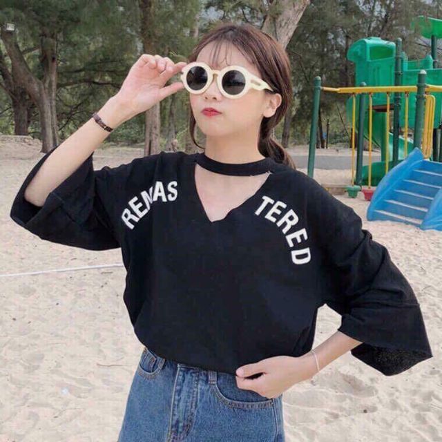 Áo phông Choker cổ V ( kèm ảnh thật)