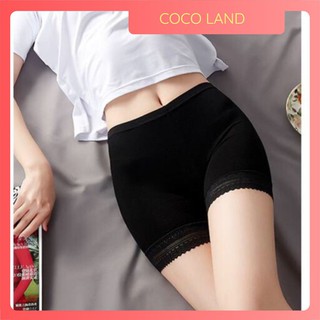 Quần mặc váy cotton phối chân ren ôm sát