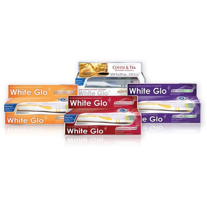 Bộ kem đ‎ánh răng‎ WHITE GLO 150g  /KĐR‎ kèm bàn chải​, Hương thảo mộc, sạch mảng bám