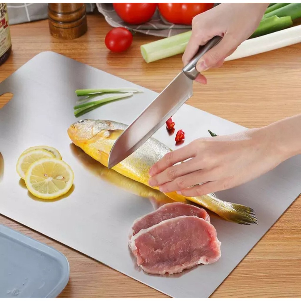 Thớt inox 304 kháng khuẩn cao cấp , chống ẩm mốc độc hại, vệ sinh dễ dàng, cường lực không mùn gỗ