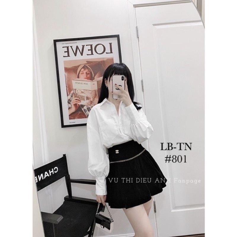 Chân váy nhung dập ly viền xích( video shop tự quay)
