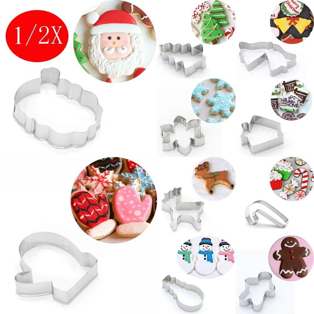 Set 1 / 2 Khuôn Cắt Bánh Quy Bằng Thép Không Gỉ Chủ Đề Giáng Sinh
