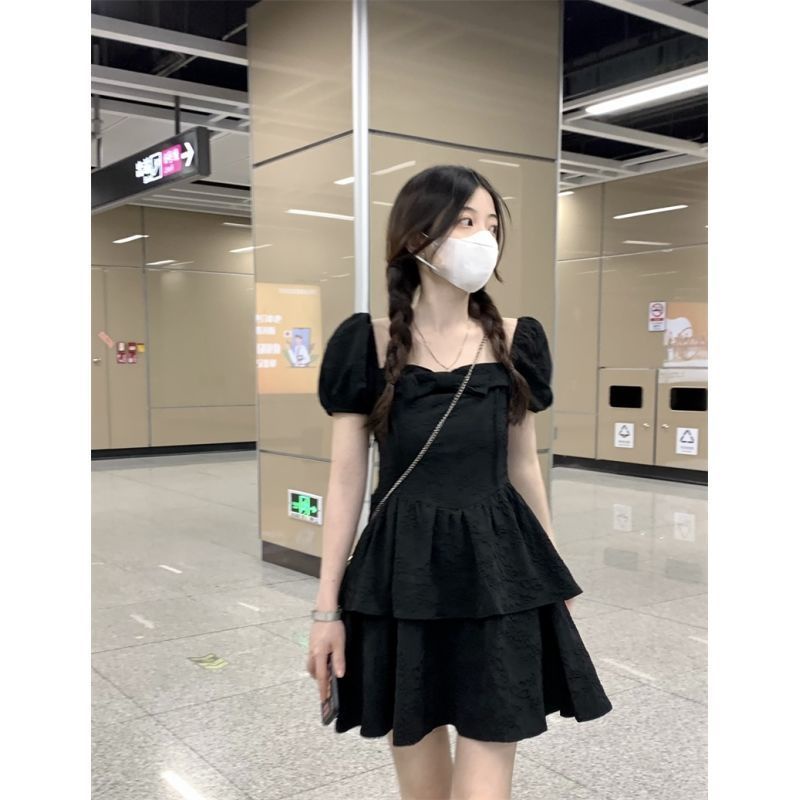 Đầm Ngắn Ôm Eo Màu Đen Thời Trang Mùa Hè Dành Cho Nữ