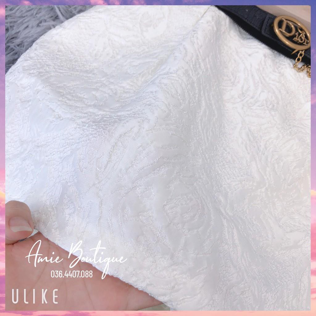 Chân váy Tacta Trắng vân hoa nổi.Chân váy ngắn giấu quần kèm đai sang chảnh. | BigBuy360 - bigbuy360.vn