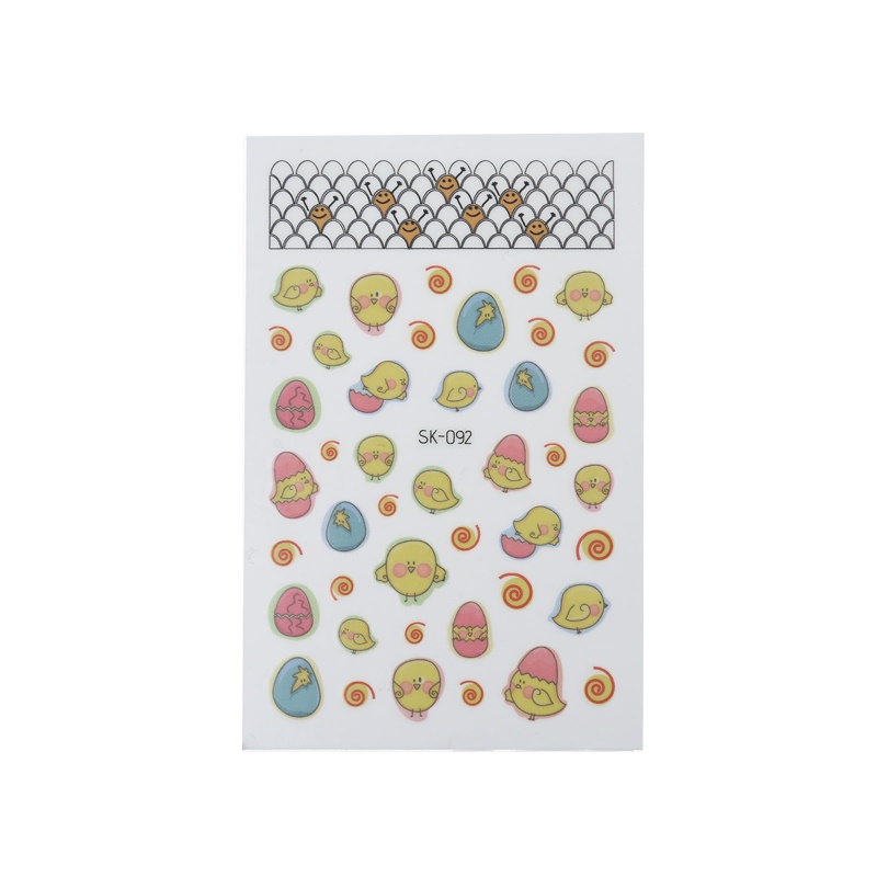 Nhãn Dán Móng Tay Tự Dính Họa Tiết Thỏ Trứng Hoạt Hình Dễ Thương DIY