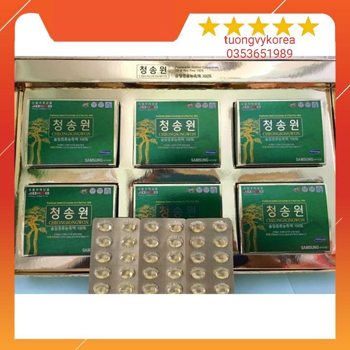 Tinh Dầu Thông Đỏ Cheongsongwon Hộp Xanh 180 viên Chính Hãng Hàn Quốc