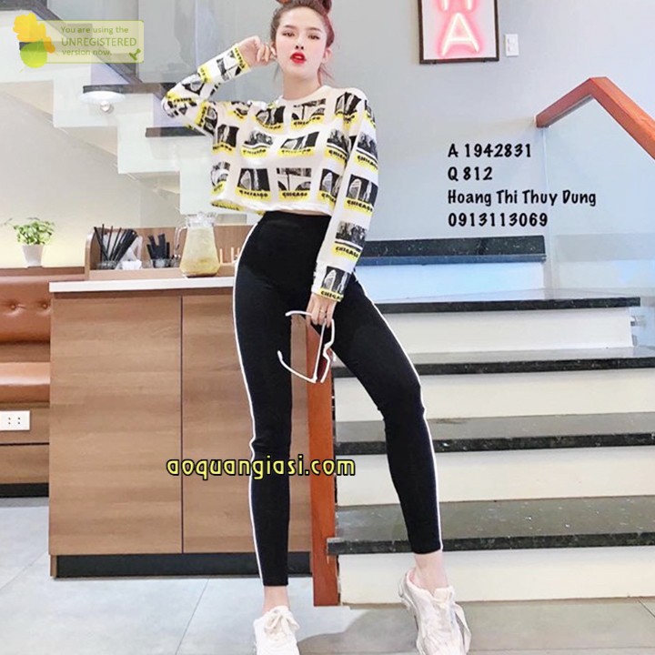 Quần legging sọc nhí trắng MT464