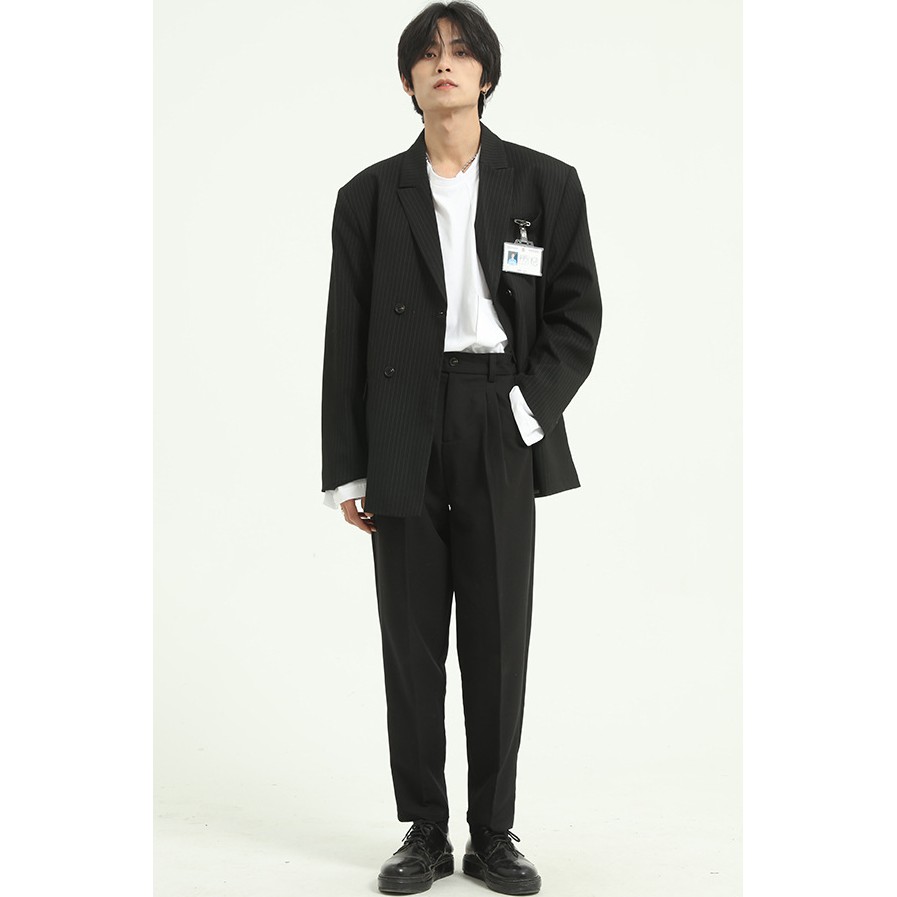 Áo blazer nam kẻ đen thời Trang Hàn Quốc | BigBuy360 - bigbuy360.vn