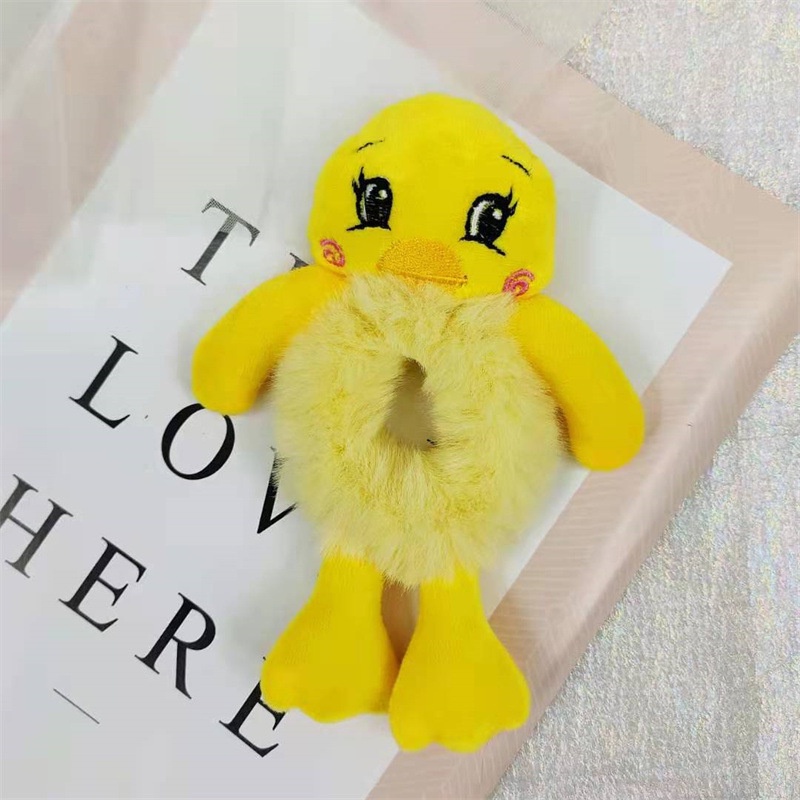 Dây Buộc Tóc Cao Su Bọc Vải Lông Hình Búp Bê Hoạt Hình Dễ Thương Phong Cách Hàn Quốc Cho Nữ