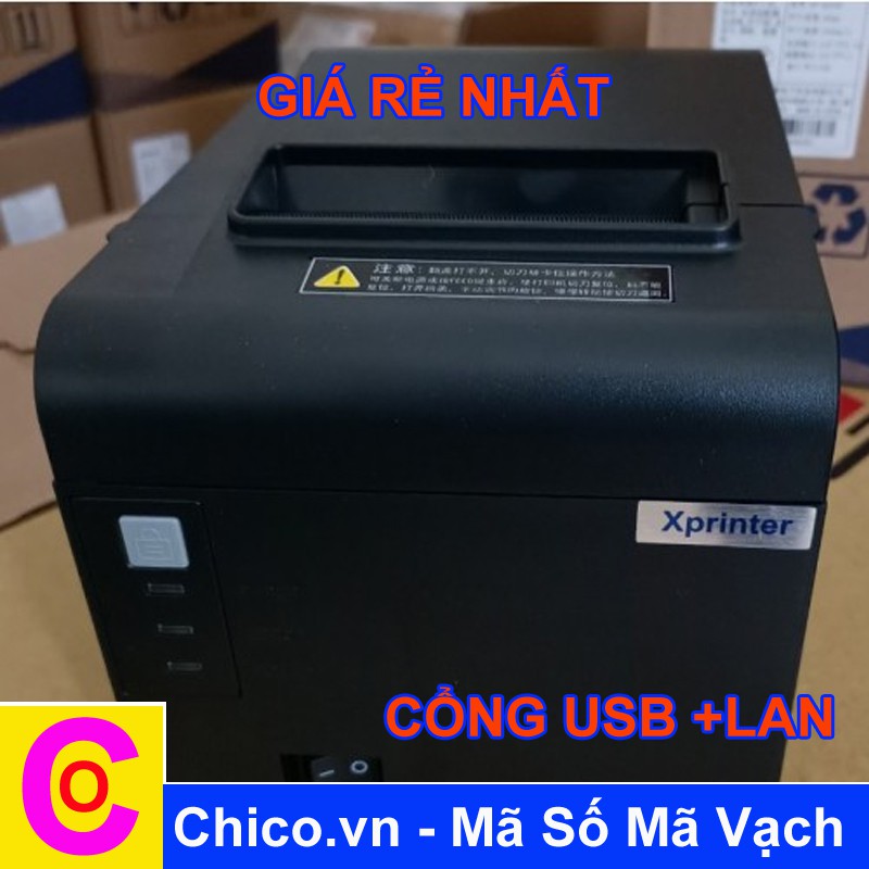 Máy in nhiệt Xprinter XP-Q200H (K80, USB + LAN) TẶNG 3 CUỘN GIẤY IN CHICO.VN