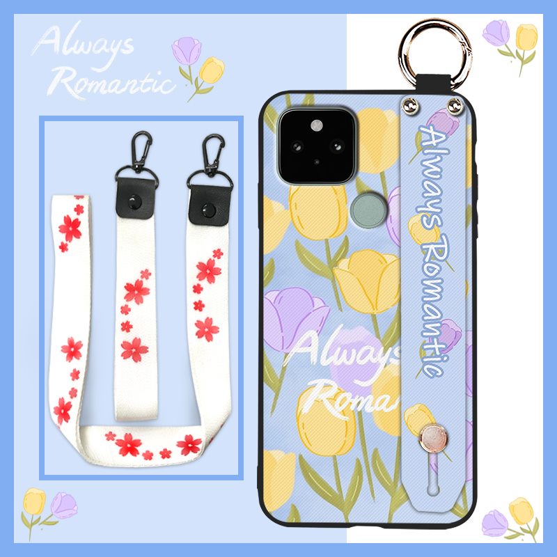Anti-dust New Arrival Phone Case For Google Pixel 5 Soft sunflower Dirt-resistant Kickstand Lanyard Wristband