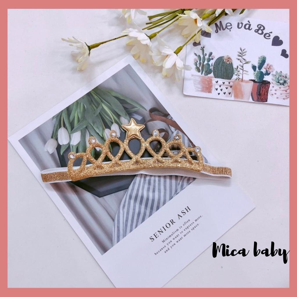 Băng đô vương miện đính đá đáng yêu cho bé Mica baby