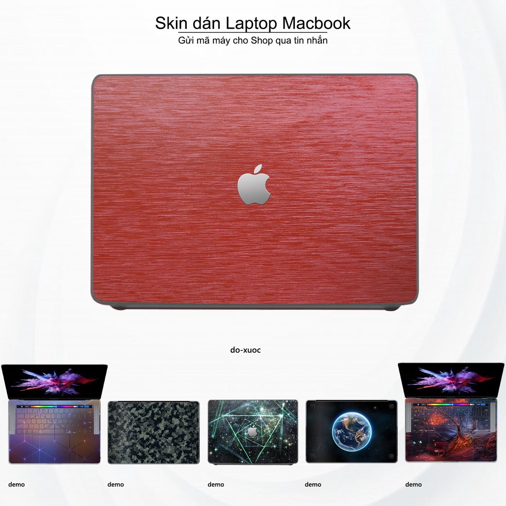 Skin dán Macbook mẫu Aluminum Chrome đỏ xước (đã cắt sẵn, inbox mã máy cho shop)