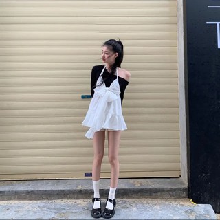 Bộ Áo Tay Dài Và Đầm Lưng Cao Thắt Nơ Thời Trang Cho Nữ