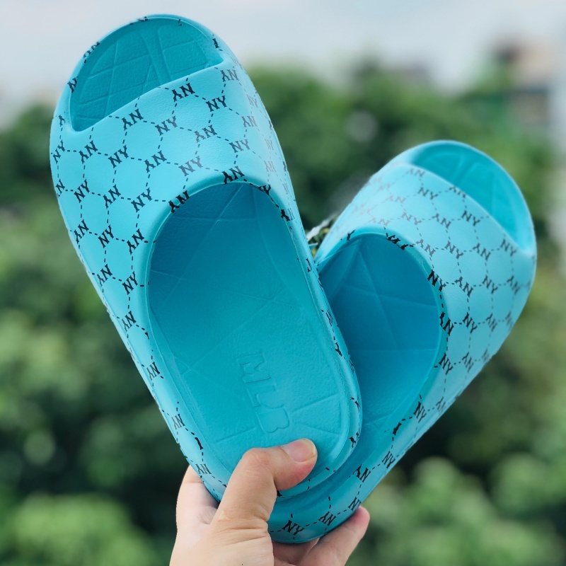 Dép bánh mỳ ❤️FREESHIP + Hộp❤️ dép đúc mlb ny bóng chày quai ngang thể thao nam nữ đủ màu hoạ tiết ny chất xịn,màu xanh