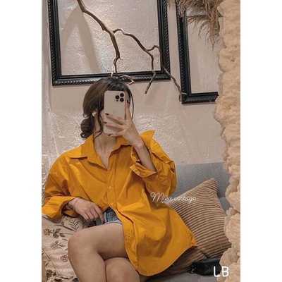 Áo sơ mi thô nến màu xanh - cam hottrend