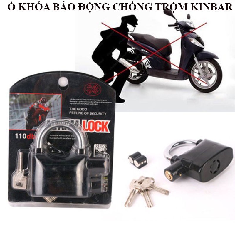 Ổ khóa báo động chống trộm Kinbar CT02 khóa càng xe máy khóa đĩa xe máy khóa cửa an toàn cao cấp có chuông báo