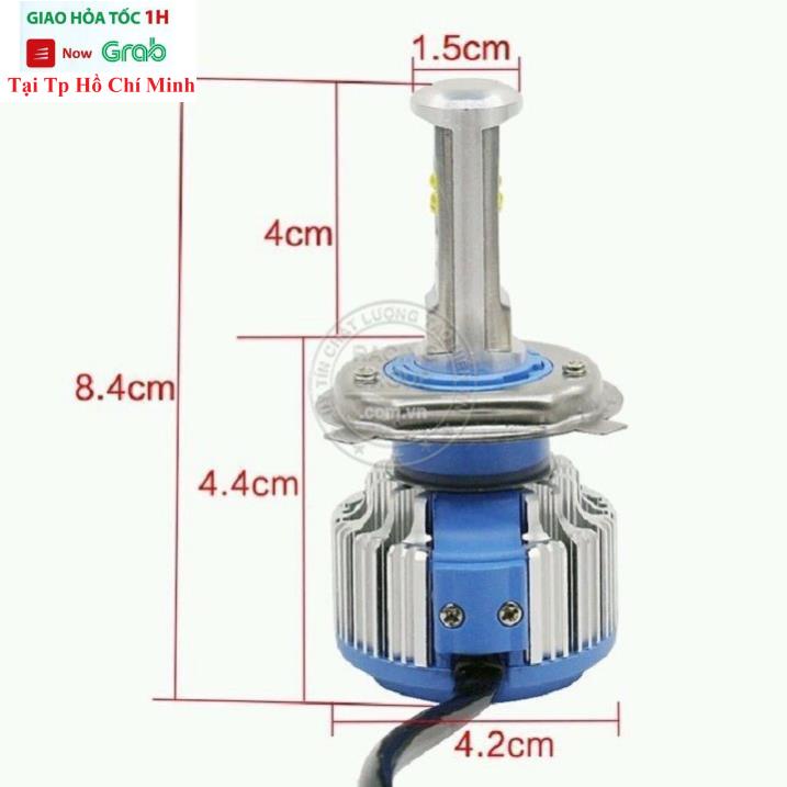 Đèn Pha Led Xe Máy Turbo Đèn Led 6 Tim 40W Siêu Sáng Chân H4