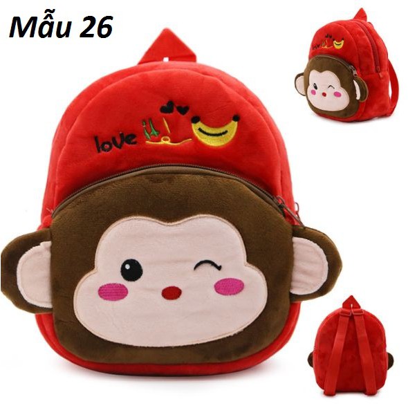 Balo cute mầm non cho bé từ 1 - 3 tuổi nhiều hình ngộ nghĩnh chất nhung dễ vệ sinh MN01