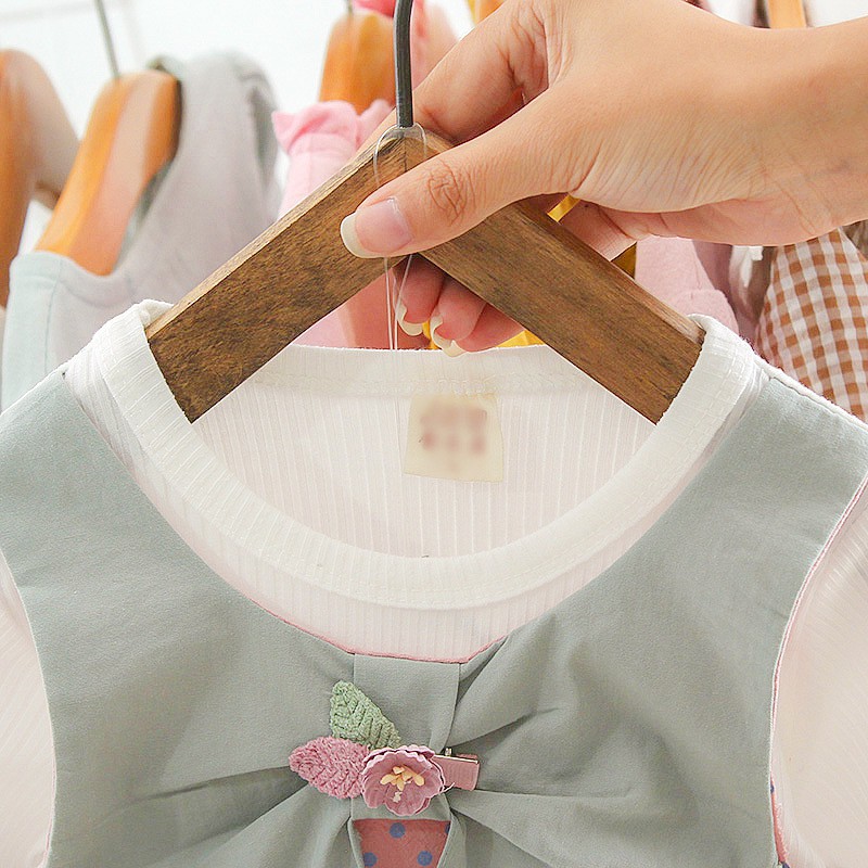 Váy cho bé gái BabyGao NƠ Ngực phụ kiện chân váy thô Chấm Bi cực cute