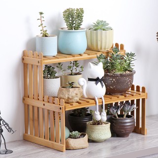 Tính năng❤Kệ gỗ tre nhiều tầng Mini để chậu hoa trang trí văn phòng
