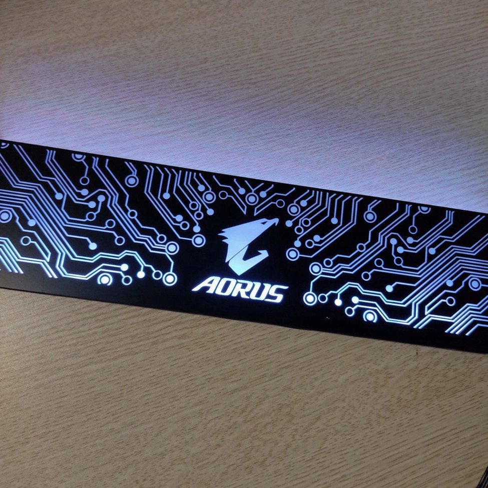 💥  Tấm che nguồn PC Led RGB 5v ARGB logo Aorus, đồng bộ màu Hub Coolmoon, hình mạch điện vô cực Coolmoon