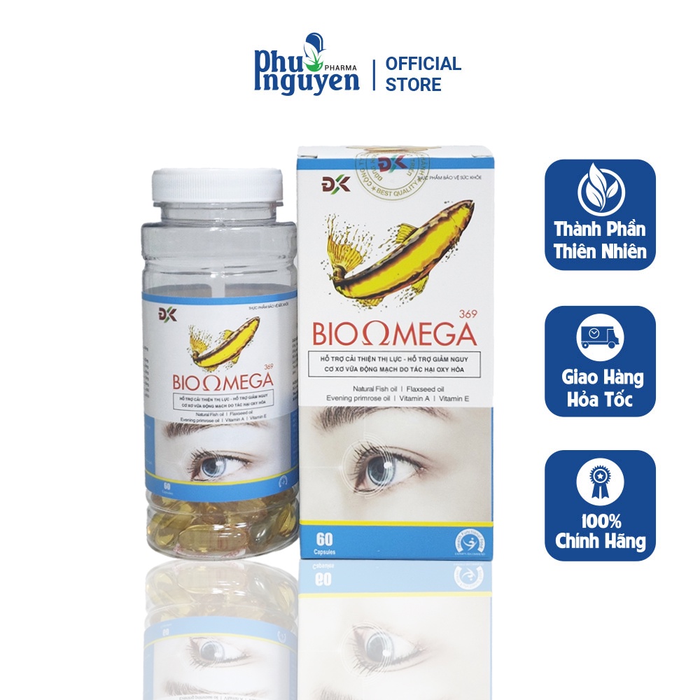 Viên Uống Dầu Cá Bổ Mắt Sáng Mắt Giảm Khô Mắt Cải Thiện Thị Lực BIO Omega 369 - Hũ 60 viên