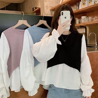 Áo kiểu tay dài form rộng phong cách thời trang nữ