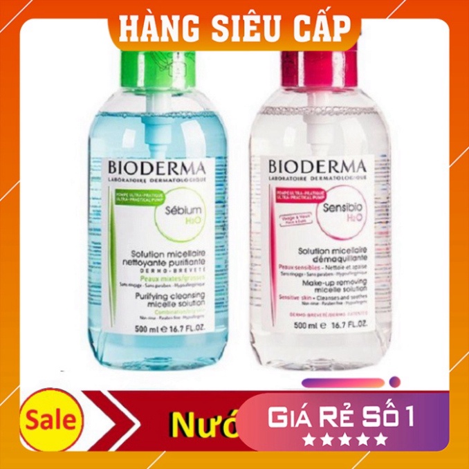 Nước tẩy trang ❤️𝑭𝒓𝒆𝒆𝒔𝒉𝒊𝒑❤️ Nước tẩy trang bioderma 500ml nắp nhấn dành cho da khô và da dầu