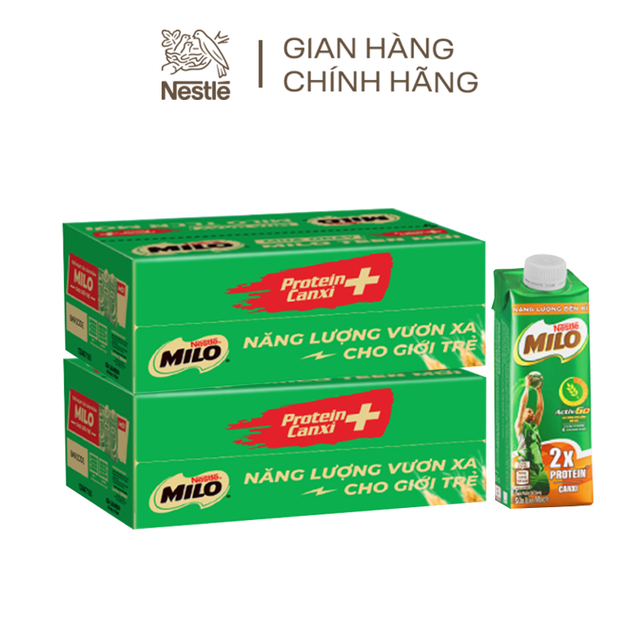 [Combo tiết kiệm] Bộ 2 thùng 24 hộp sữa lúa mạch Nestlé MILO teen protein canxi 210 ml/hộp