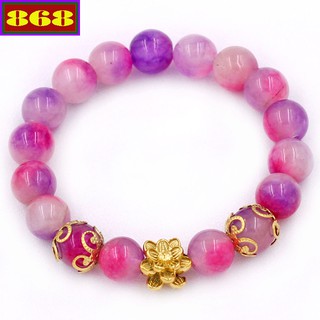 Vòng chuỗi đeo tay charm hoa sen inox – Lắc tay hồng tím size 10 ly VTAHIHSBKV10