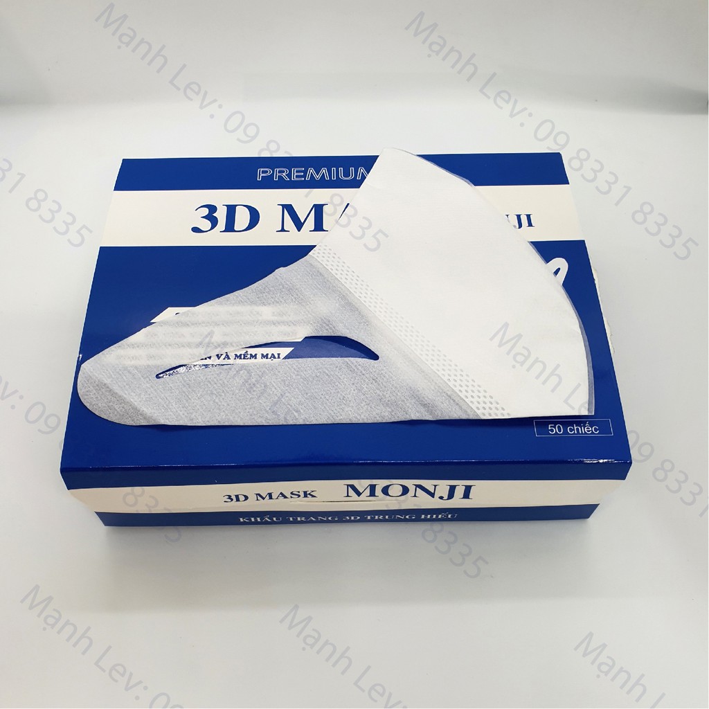 Khẩu trang 3D Mask Monji công nghệ dập Nhật Bản hộp 50 cái - Hàng Chính Hãng công ty Trung Hiếu
