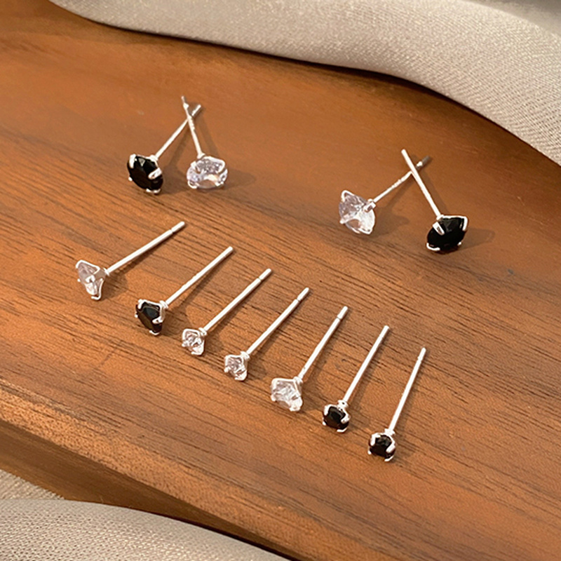 Set 6 Khuyên Tai Đính Đá Zircon Thời Trang Hàn Quốc Dễ Thương