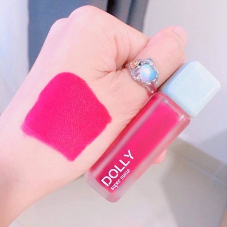 Son kem lì màu Hồng 10h Dolly super matte, son kem lì không chì bền màu lâu trôi