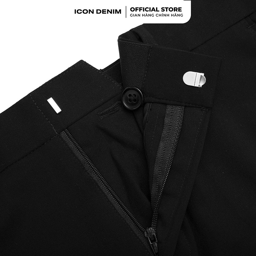 Quần Tây Nam Trơn ICON DENIM Dáng Slim-fit Đen Phối Móc Phụ Kiện