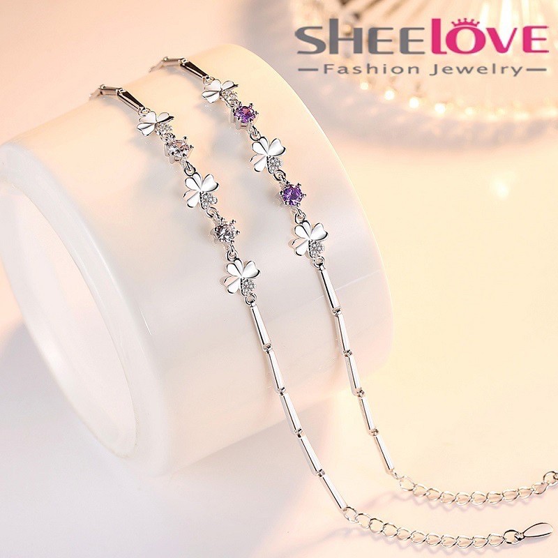 Lắc tay bạc nữ cỏ 4 lá may mắn/phụ kiện trang sức/vòng bạc/phụ kiện thời trang/vòng tay/thời trang nữ/bạc ta/vòng tay | BigBuy360 - bigbuy360.vn