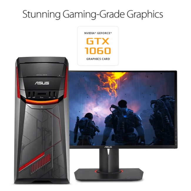 Thùng Máy PC Asus G11DF Win 10 Ryzen 5-1400, RAM 8GB, SSD 256GB + HDD 1TB Nvidia GeForce GTX 1060