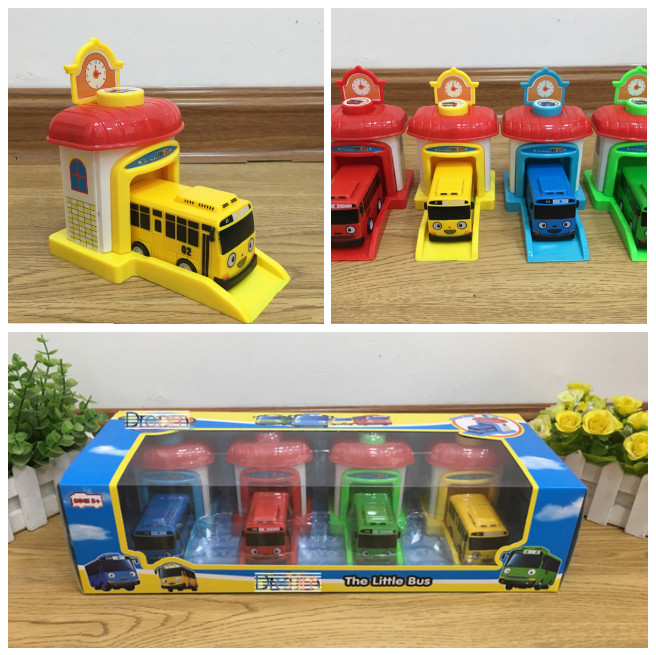 Tayo The Little Garasi 4 Pcs In 1 Set Doll Bus Decoration Toys Car Toy Mainan Bayi