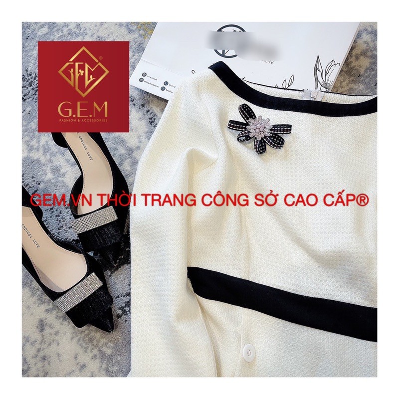 ĐẦM NỮ MÀU TRẮNG PHỐI VIỀN ĐEN, VÁY NỮ SANG CHẢNH, ĐẦM LIỀN | BigBuy360 - bigbuy360.vn