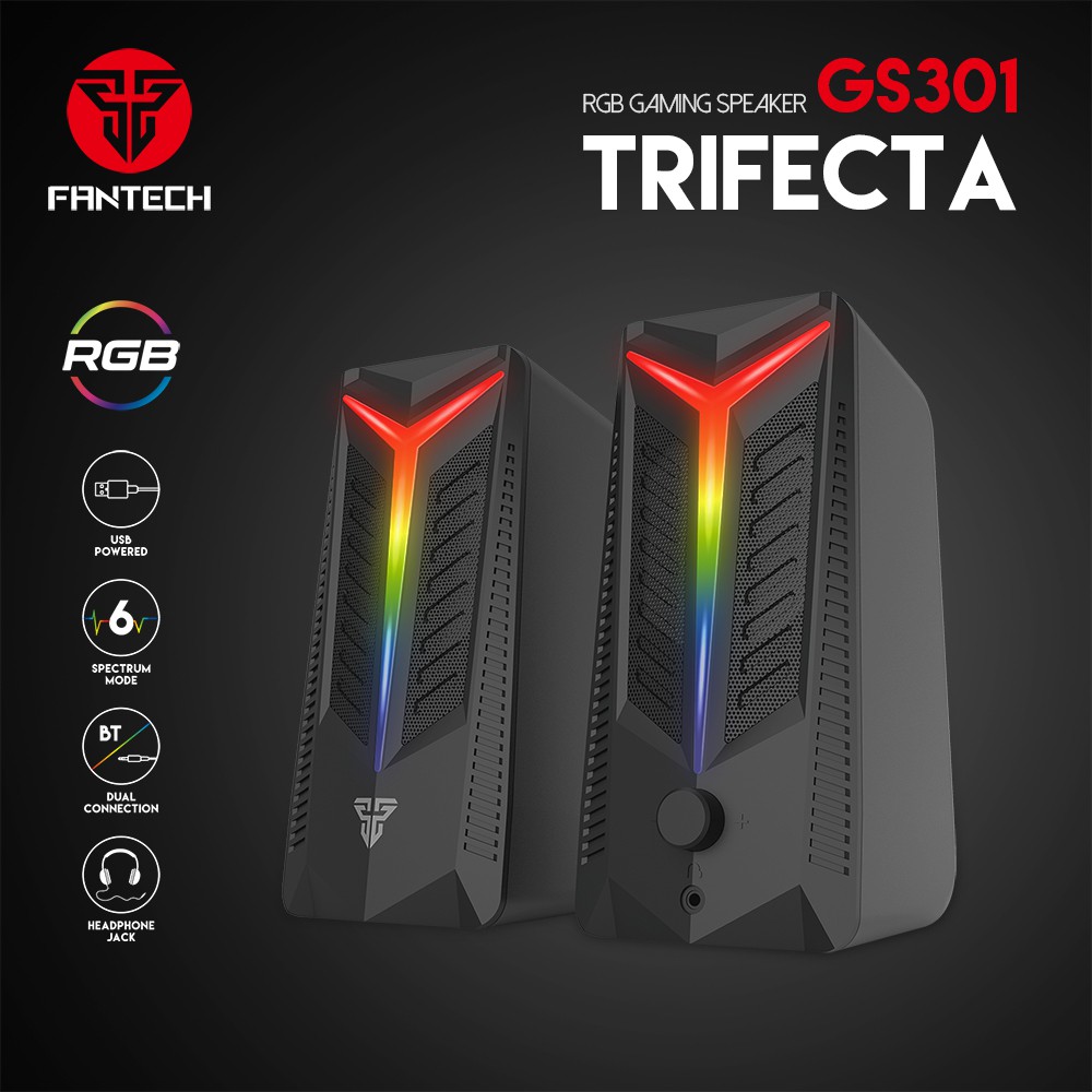 Loa Vi TÍnh Gaming Fantech GS301 TRIFECTA LED RGB 6 Chế Độ Hỗ Trợ Kết Nối Bluetooth 5.0 Và AUX 3.5mm - Hàng Chính Hãng