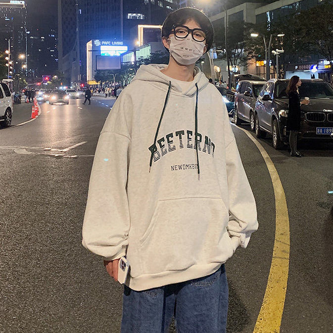 Áo Hoodie Nam Men Large Size Korean Ins Print Youth Loose Hedging Jacket