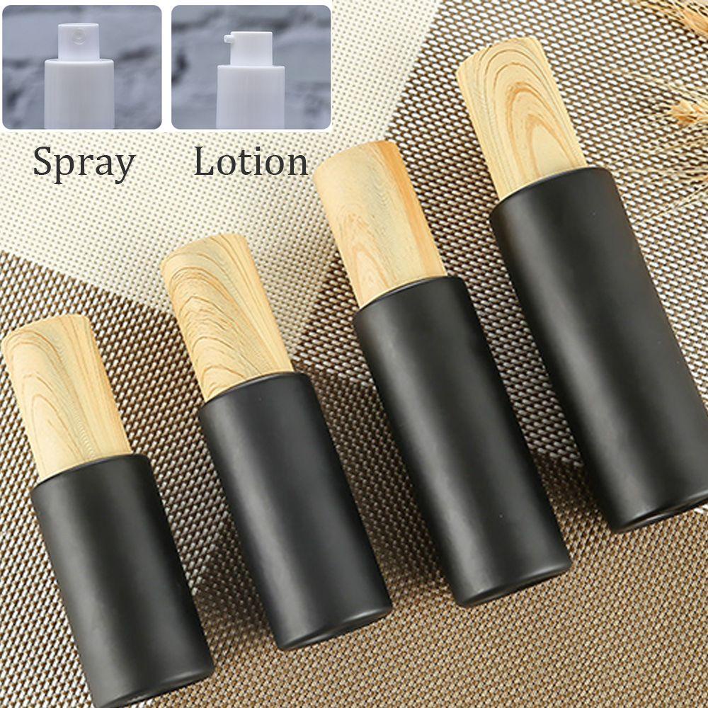 Bình Thủy Tinh Màu Đen Nắp Gỗ Có Thể Đổ Đầy Tiện Dụng