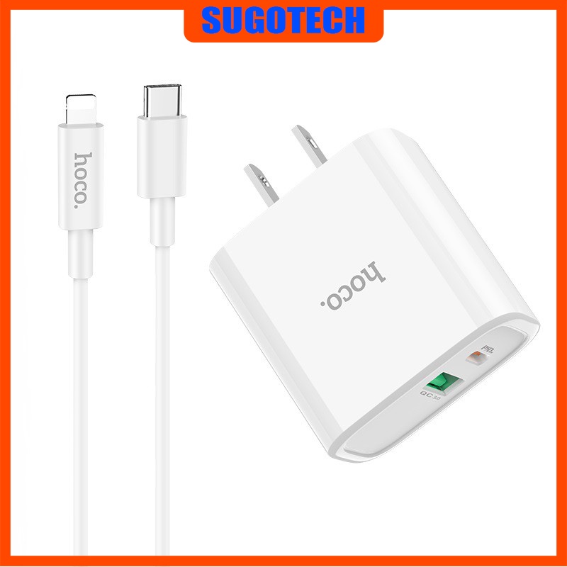 Bộ sạc nhanh Iphone 2 in 1 Hoco C80 Quick charge 3.0 + PD 20W kèm dây sạc Type-C to Lightning chính hãng