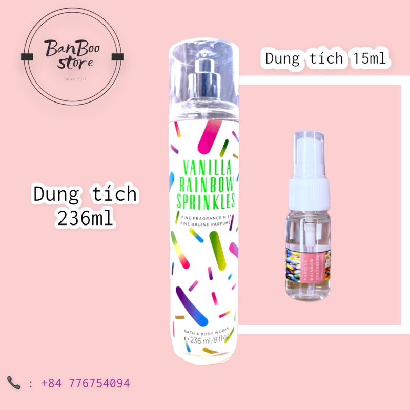 [ VANILLA RAINBOW ] Xịt thơm toàn thân Bodymist