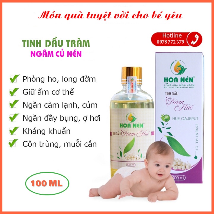 Tinh Dầu Tràm Huế Nguyên Chất Ngâm Củ Nén 100ml - Tinh dầu tràm cho bé cao cấp