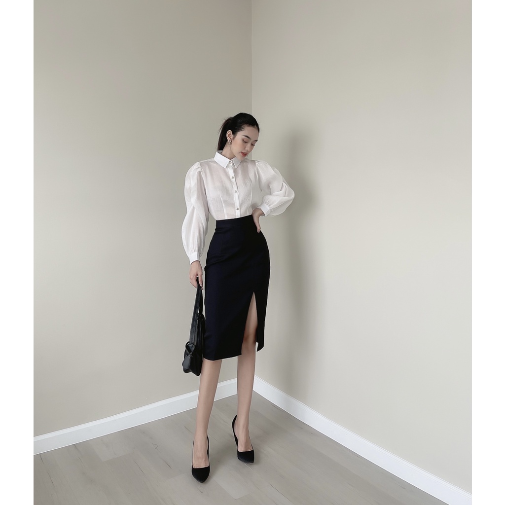 Set Sơ Mi Trắng Chân Váy Đen Công Sở -K822