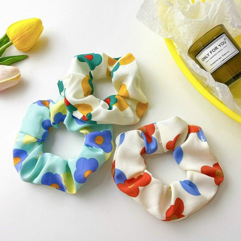 Cột Tóc Vải Scrunchies Họa Tiết Hoa Quả Hàn Quốc
