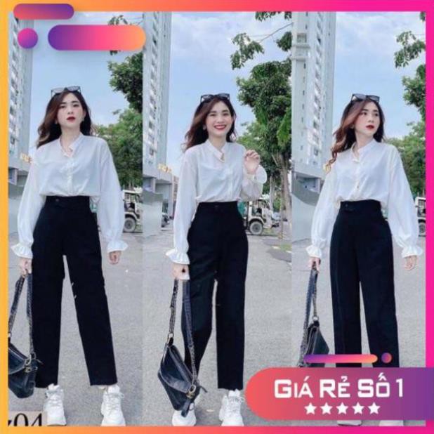 [Rẻ Vô Địch] Quần Baggy Nữ Khuy Lệch Siêu Hot