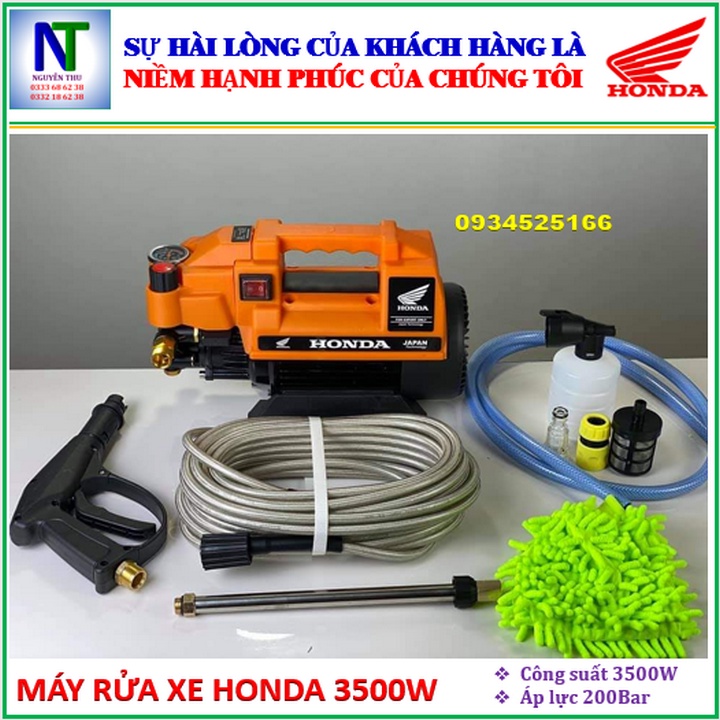 Máy xịt rửa HONDA chỉnh áp, áp lực cao, máy rửa xe mini 3500W